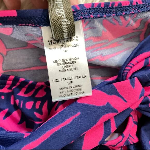 Tommy Bahama Sugar Shack Pink Blue Twist Front hipster bikini swim bottoms S new - Picture 7 of 9